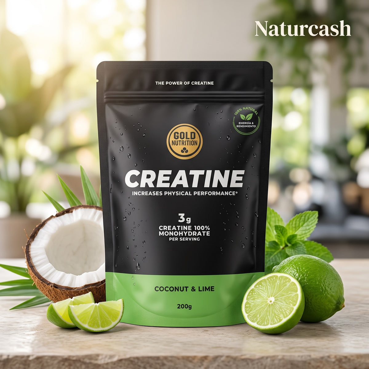 Creatina Monohidratada Sabor Coco y Lima (200g) - Gold Nutrition